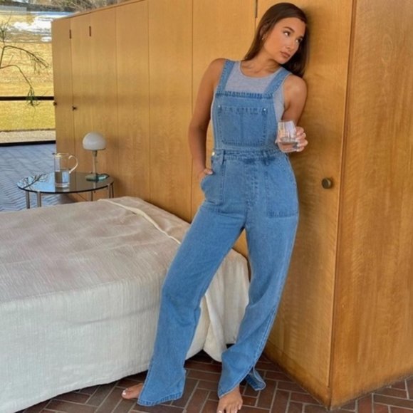 New WEWOREWHAT Slouchy Slit Overall Color Steel Sz XS - Picture 1 of 7